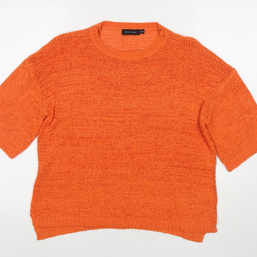 New Look Womens Orange Round Neck Acrylic Pullover Jumper Size 10