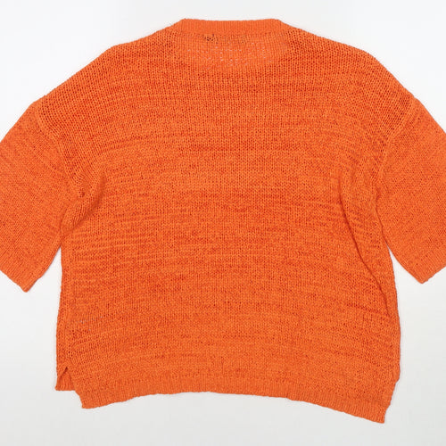 New Look Womens Orange Round Neck Acrylic Pullover Jumper Size 10