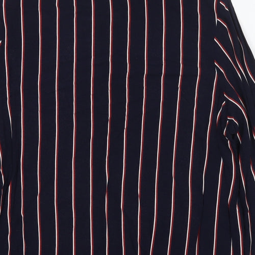 New Look Womens Blue Striped Viscose Basic Button-Up Size 10 Collared