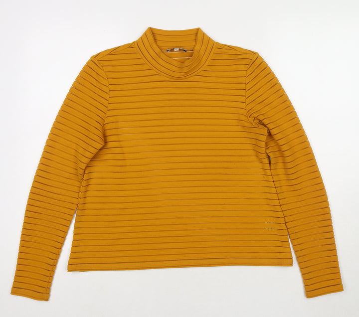 Marks and Spencer Womens Yellow Round Neck Polyester Pullover Jumper Size 10