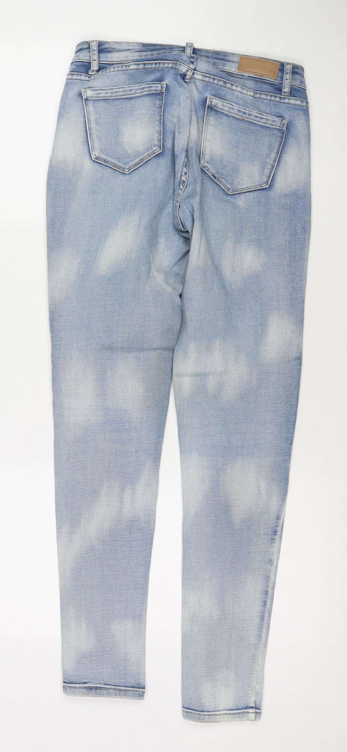 Toxik3 Womens Blue Cotton Skinny Jeans Size S L29 in Regular Zip - Spotted Pattern