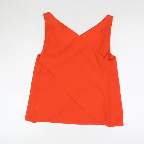 River Island Womens Orange Polyester Basic Tank Size 10 V-Neck