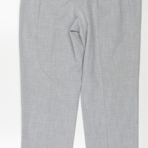 Marks and Spencer Womens Grey Polyester Trousers Size 12 L27 in Regular Tie
