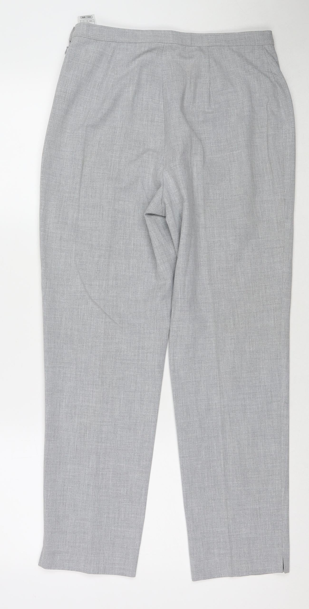 Marks and Spencer Womens Grey Polyester Trousers Size 12 L27 in Regular Tie