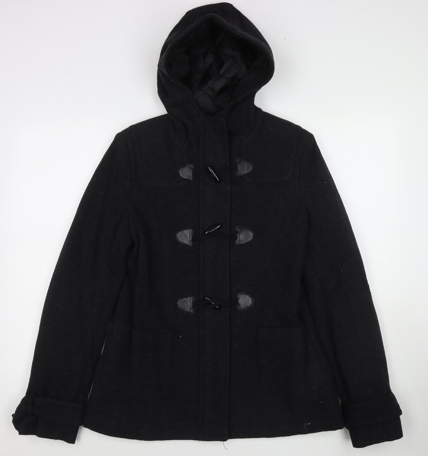 Jsfn Womens Black Pea Coat Jacket Size 6 Zip
