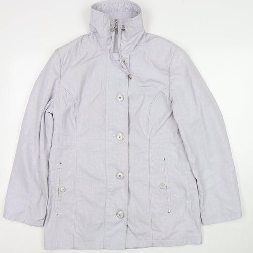 EWM Womens Grey Rain Coat Jacket Size 10 Zip