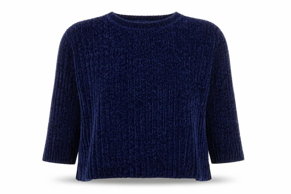 Front view of Red Herring women’s blue round neck polyester jumper, size UK 12