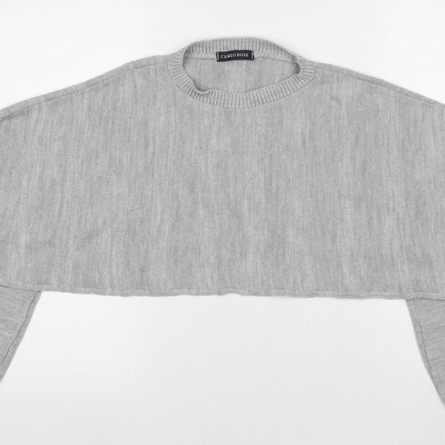 Cameo Rose Womens Grey Round Neck Acrylic Pullover Jumper Size 4