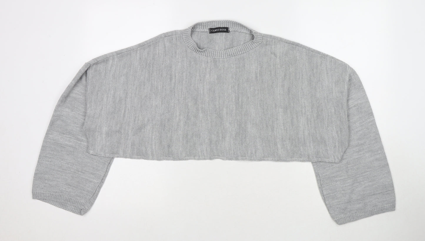 Cameo Rose Womens Grey Round Neck Acrylic Pullover Jumper Size 4