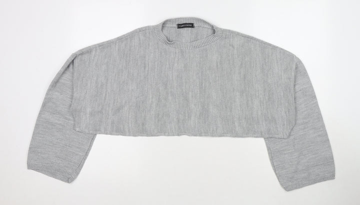 Cameo Rose Womens Grey Round Neck Acrylic Pullover Jumper Size 4