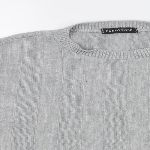 Cameo Rose Womens Grey Round Neck Acrylic Pullover Jumper Size 4