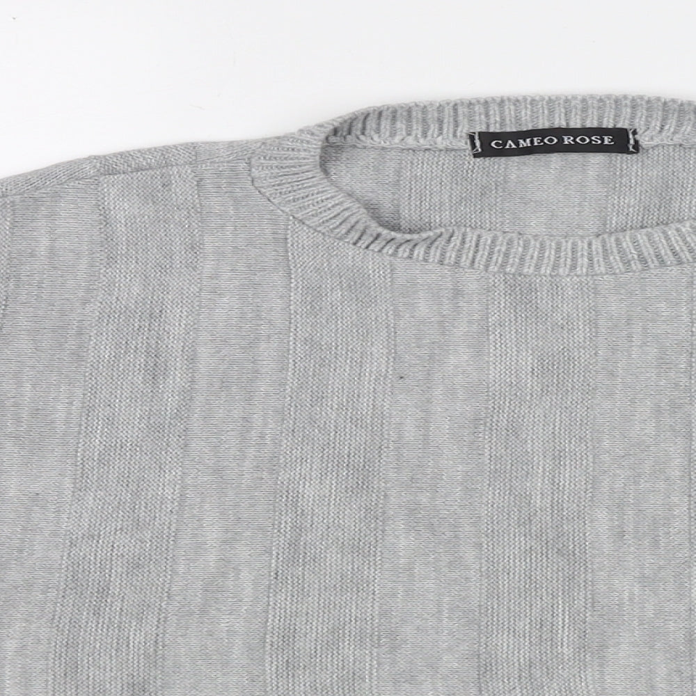 Cameo Rose Womens Grey Round Neck Acrylic Pullover Jumper Size 4