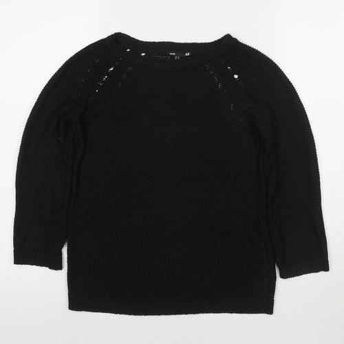 H&M Womens Black Round Neck Acrylic Pullover Jumper Size XS