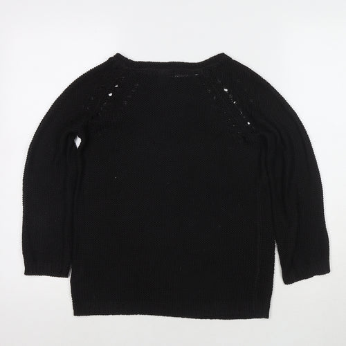 H&M Womens Black Round Neck Acrylic Pullover Jumper Size XS