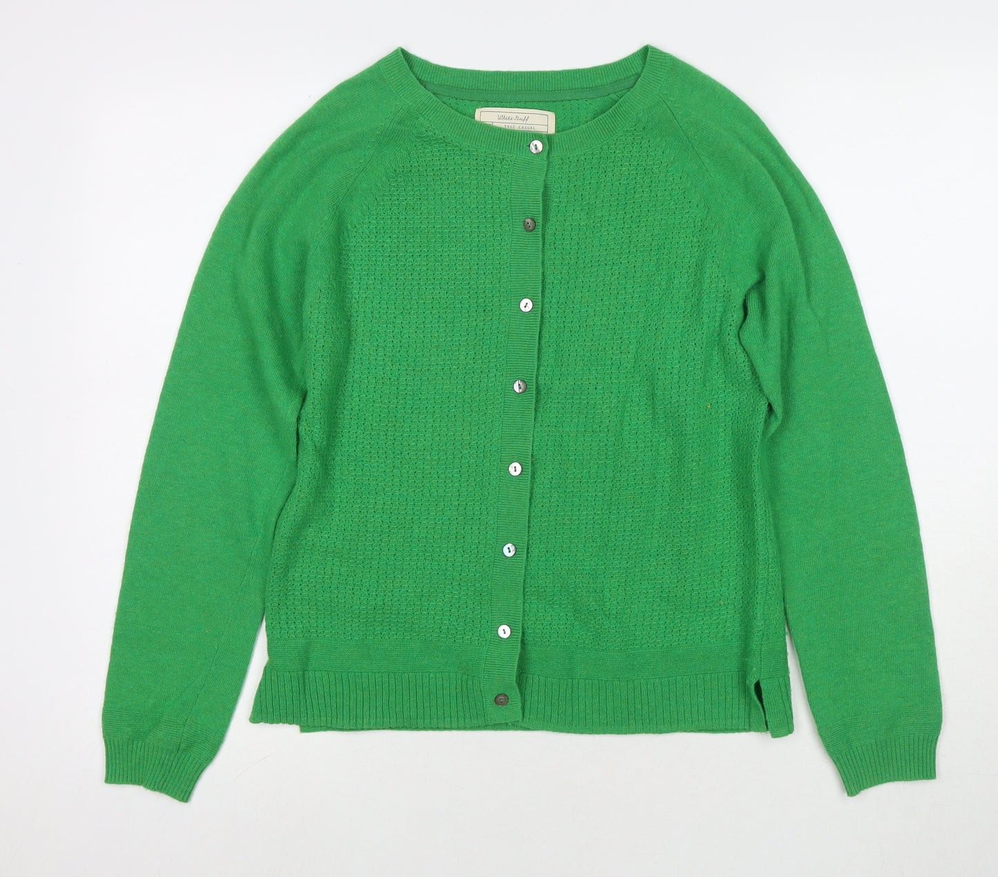 White Stuff Womens Green Round Neck Nylon Cardigan Jumper Size 10