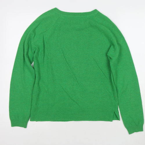 White Stuff Womens Green Round Neck Nylon Cardigan Jumper Size 10