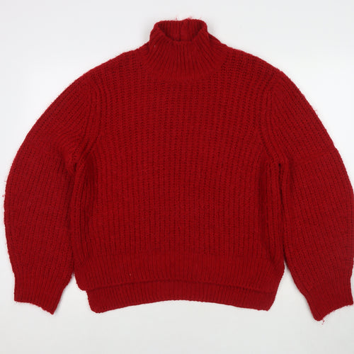 marks Womens Red Round Neck Acrylic Pullover Jumper Size L
