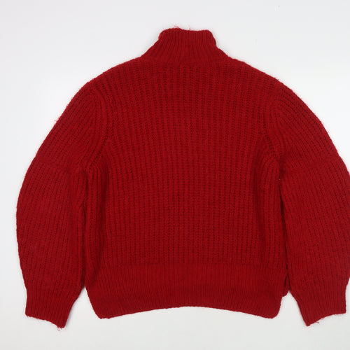 marks Womens Red Round Neck Acrylic Pullover Jumper Size L