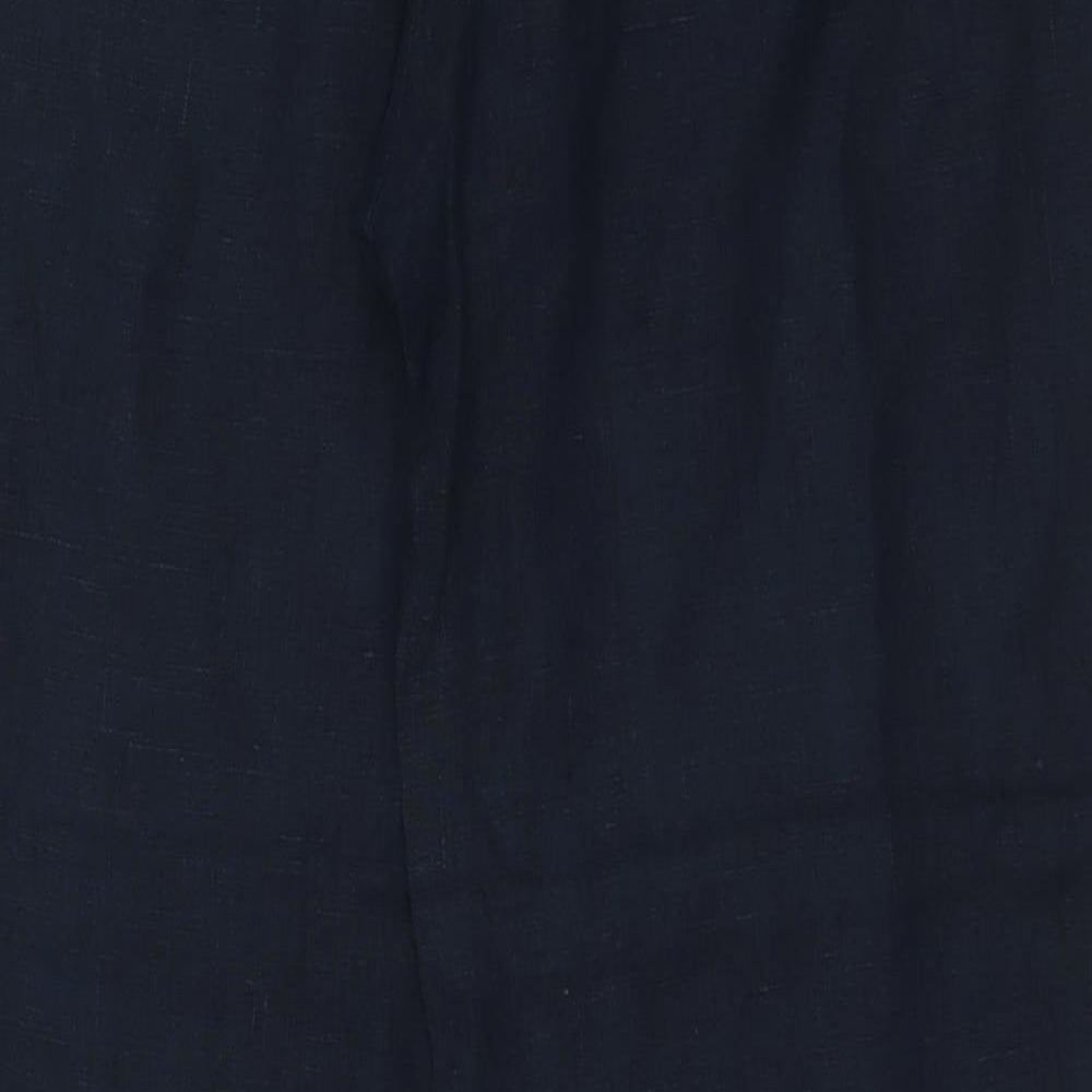 Per Una Womens Blue Polyester Blend Trousers Size 12 L27 in Regular Zip