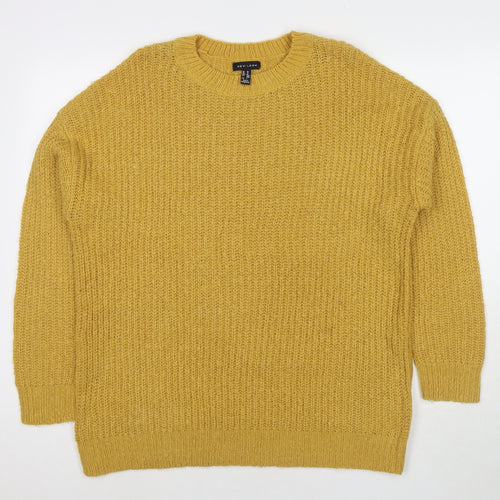 New Look Womens Yellow Round Neck Acrylic Pullover Jumper Size M