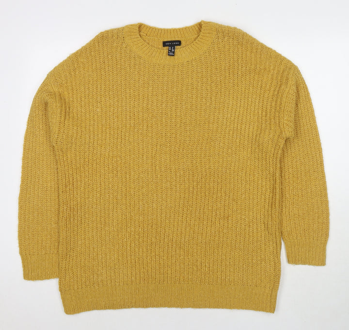 New Look Womens Yellow Round Neck Acrylic Pullover Jumper Size M