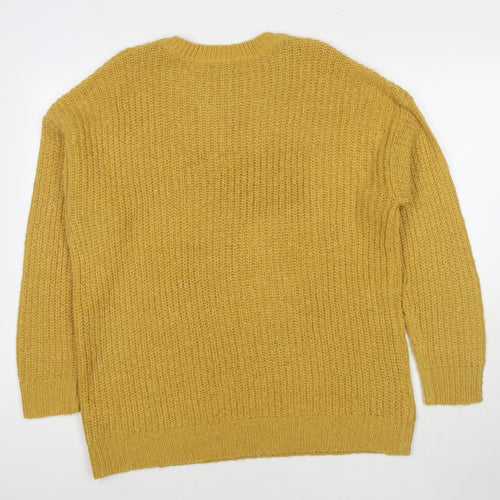 New Look Womens Yellow Round Neck Acrylic Pullover Jumper Size M