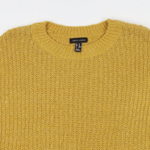 New Look Womens Yellow Round Neck Acrylic Pullover Jumper Size M