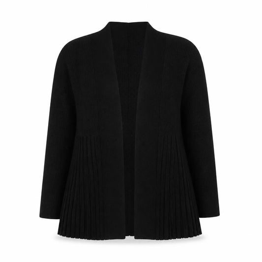 Front view of Roman women’s black v-neck polyester cape jumper, size UK 14