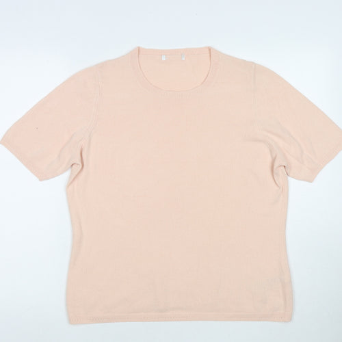 Marks and Spencer Womens Pink Acrylic Basic T-Shirt Size 16 Round Neck