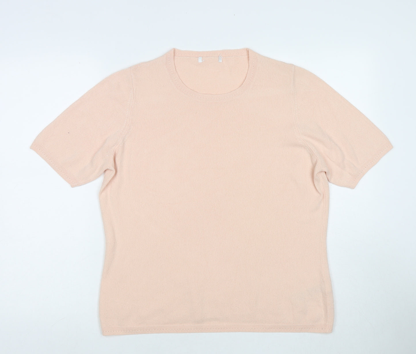 Marks and Spencer Womens Pink Acrylic Basic T-Shirt Size 16 Round Neck