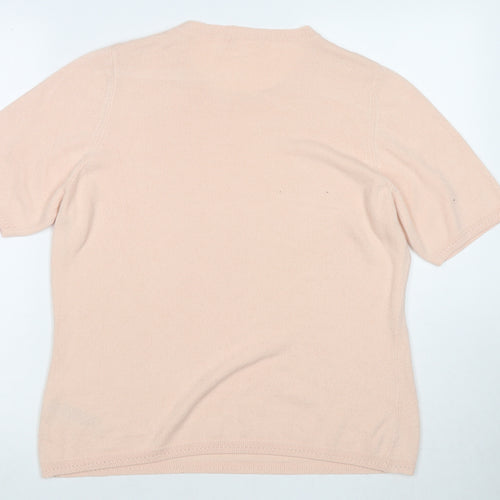 Marks and Spencer Womens Pink Acrylic Basic T-Shirt Size 16 Round Neck