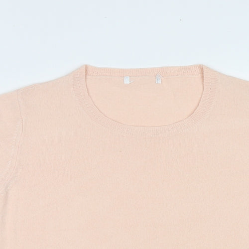 Marks and Spencer Womens Pink Acrylic Basic T-Shirt Size 16 Round Neck