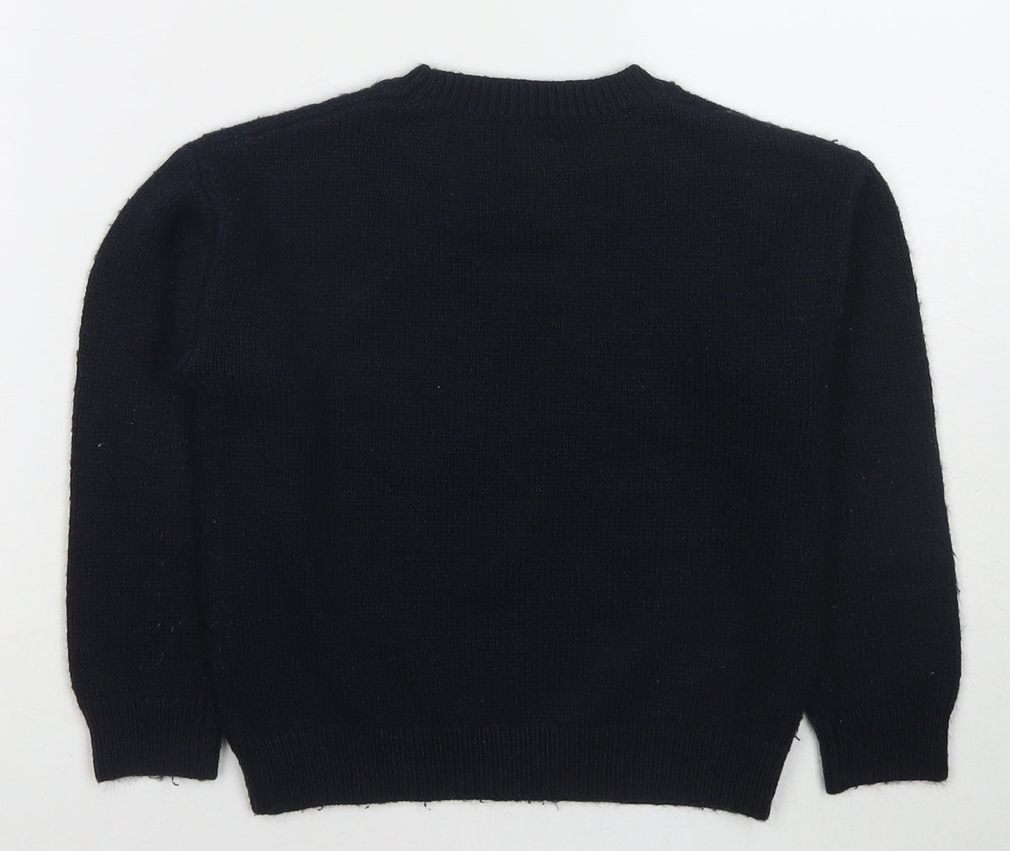 NEXT Girls Blue Round Neck Acrylic Pullover Jumper Size 7 Years Pullover - Sequin Detail