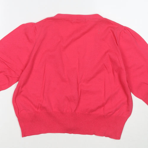 Marks and Spencer Womens Pink V-Neck Cotton Cardigan Jumper Size 18