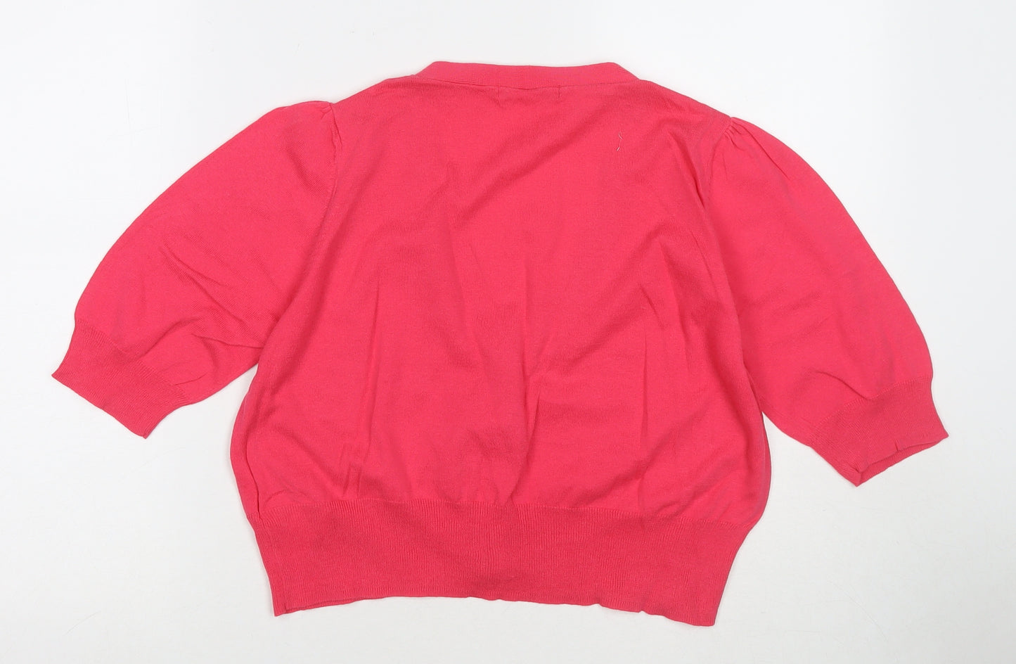 Marks and Spencer Womens Pink V-Neck Cotton Cardigan Jumper Size 18