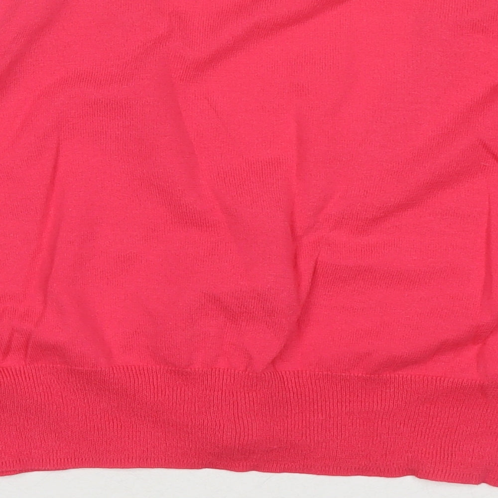 Marks and Spencer Womens Pink V-Neck Cotton Cardigan Jumper Size 18