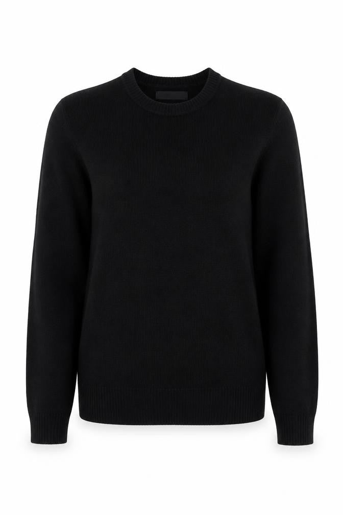 Front view of ASOS women’s black round neck acrylic jumper size 2xs
