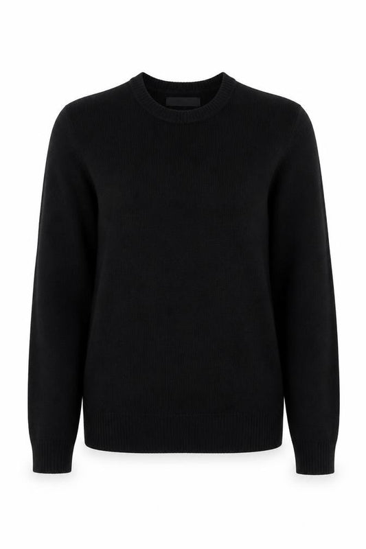Front view of ASOS women’s black round neck acrylic jumper size 2xs