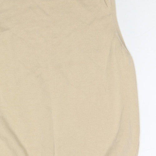 St Michael Womens Beige Cotton Basic Tank Size 14 Round Neck