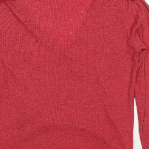 Jigsaw Womens Red V-Neck Viscose Pullover Jumper Size M