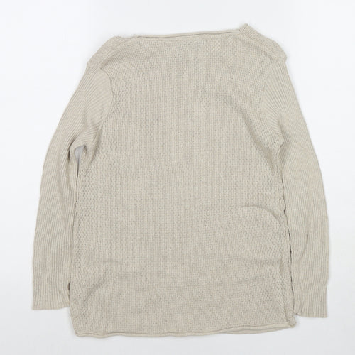 River Island Girls Beige Round Neck Cotton Pullover Jumper Size 7-8 Years Pullover