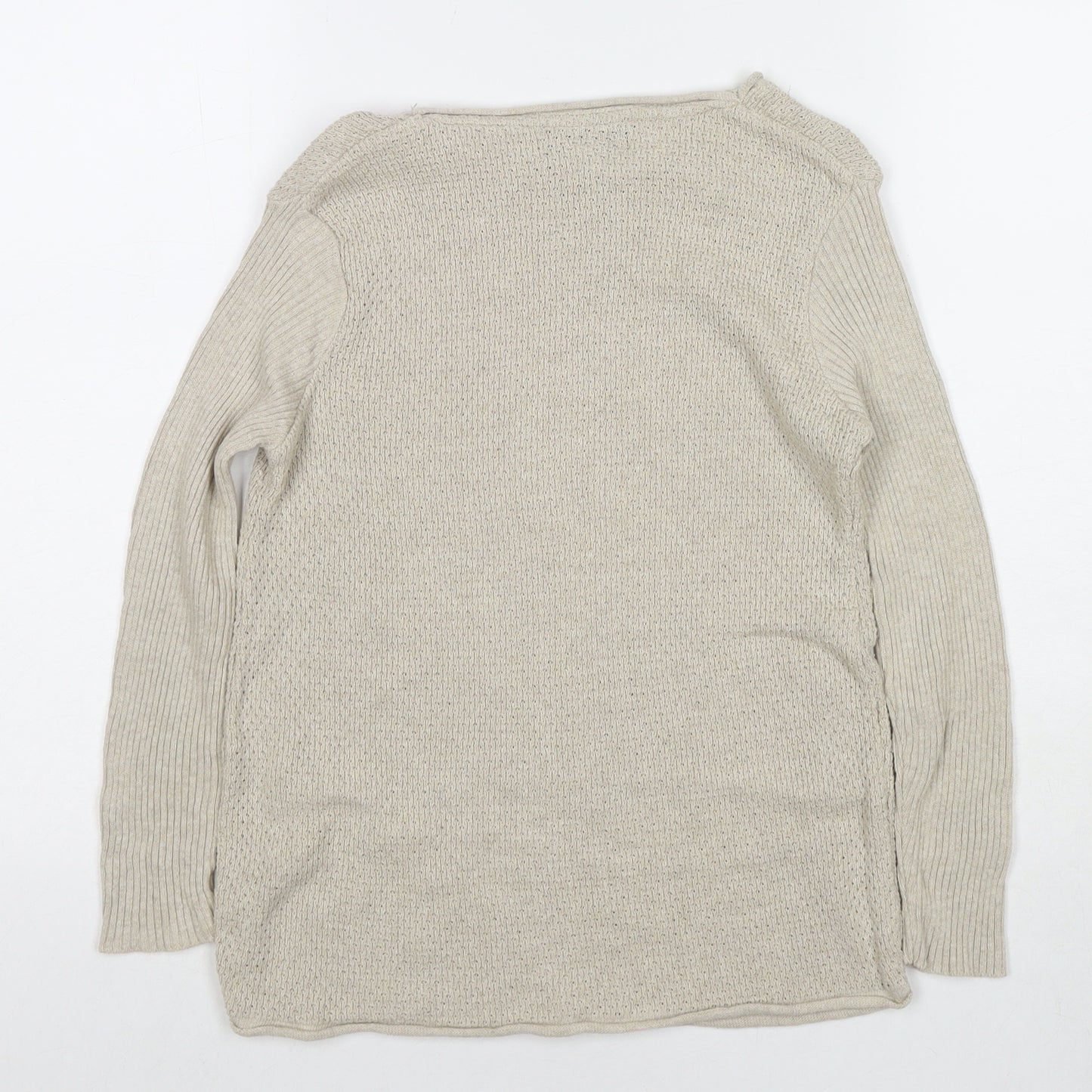 River Island Girls Beige Round Neck Cotton Pullover Jumper Size 7-8 Years Pullover