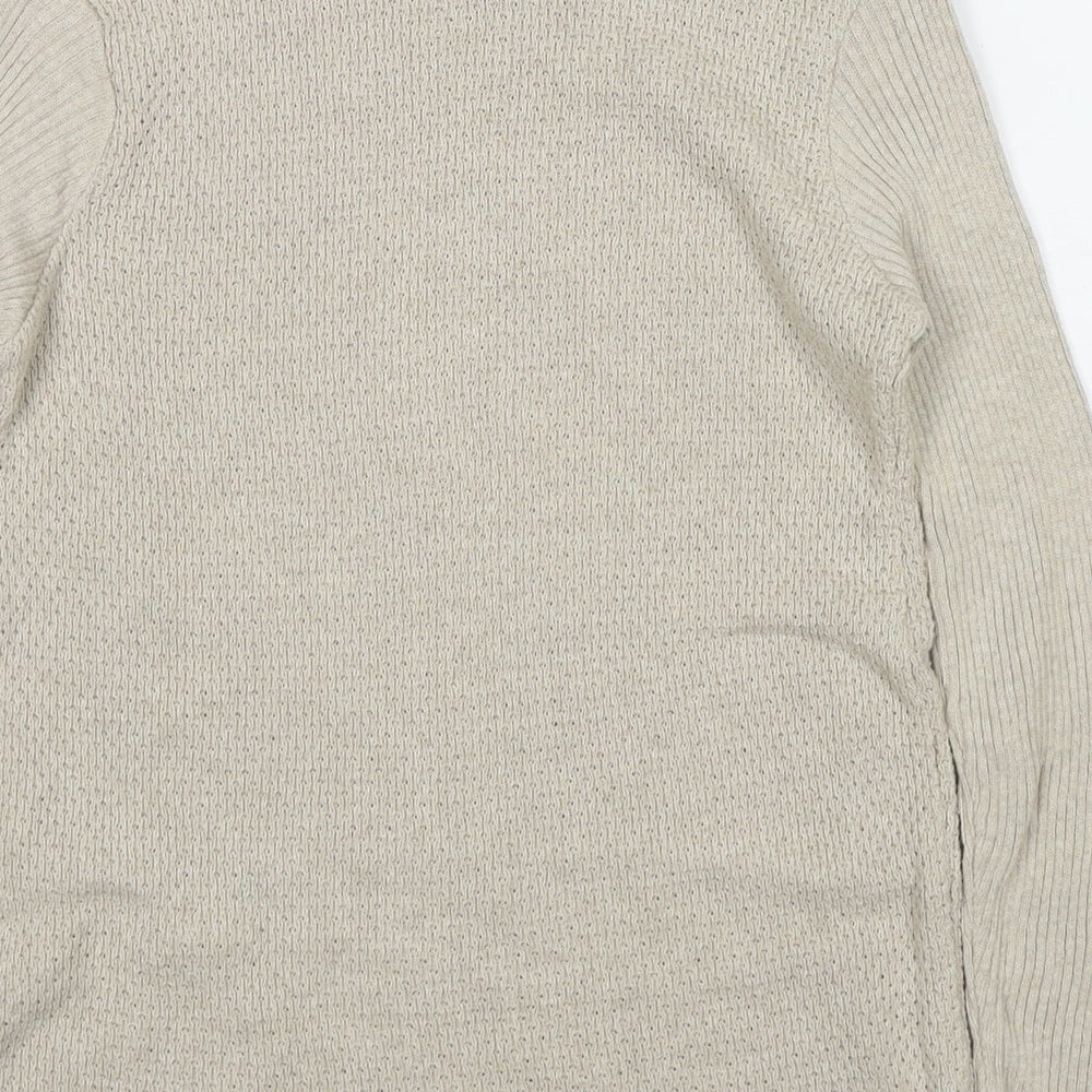 River Island Girls Beige Round Neck Cotton Pullover Jumper Size 7-8 Years Pullover