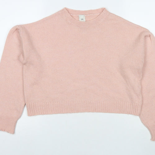 River Island Womens Pink Round Neck Acrylic Pullover Jumper Size 10