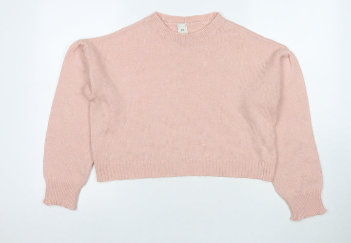 River Island Womens Pink Round Neck Acrylic Pullover Jumper Size 10
