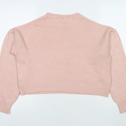 River Island Womens Pink Round Neck Acrylic Pullover Jumper Size 10