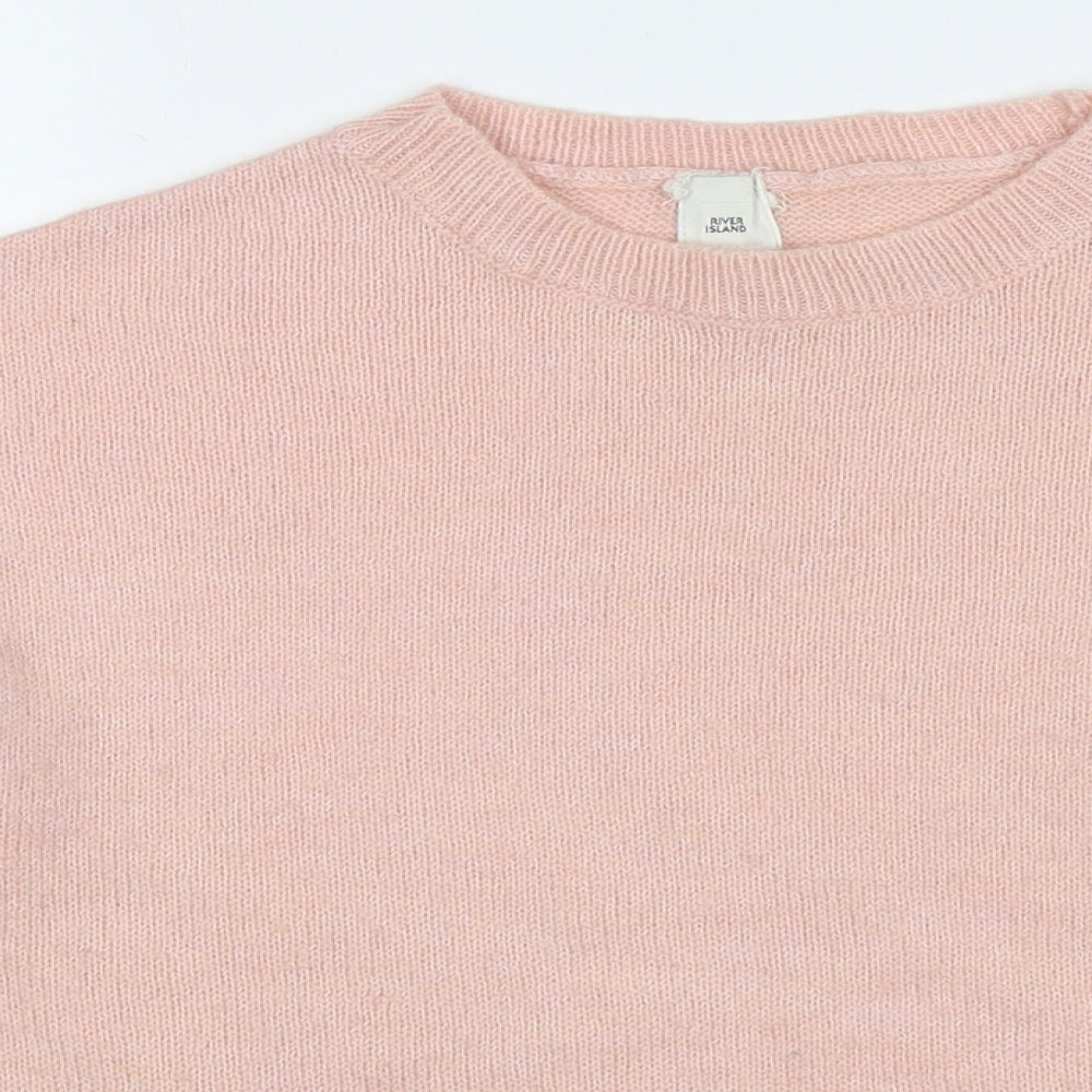 River Island Womens Pink Round Neck Acrylic Pullover Jumper Size 10