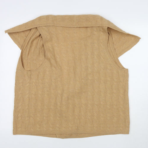 Cynthia Rowley Womens Brown V-Neck Wool Cape Jumper One Size