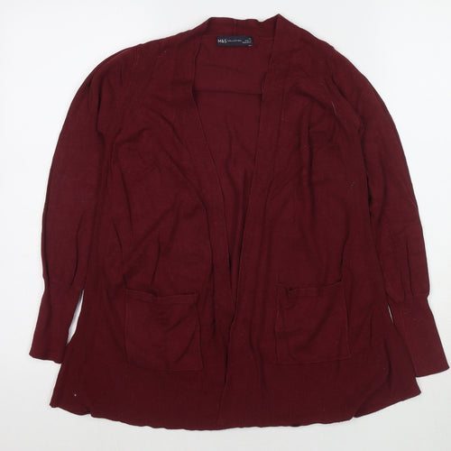 Marks and Spencer Womens Red V-Neck Viscose Cape Jumper Size XS