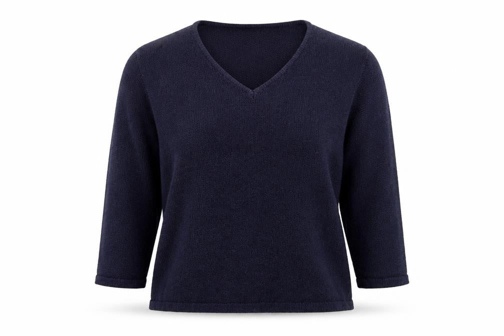 Carolyn Taylor Womens Blue V-Neck Acrylic Pullover Jumper Size M - Size M/L